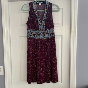 Chic Floral Midi Dress in Purple and Blue
